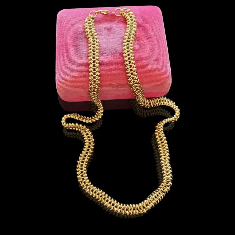 Beautiful Foxtail Link Chain Gold Plated Trifari Necklace